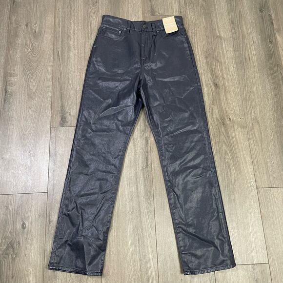 Madewell Coated 90s Straight Midnight Blue Foil Trendy Jeans US Women's 27 New - Picture 2 of 5